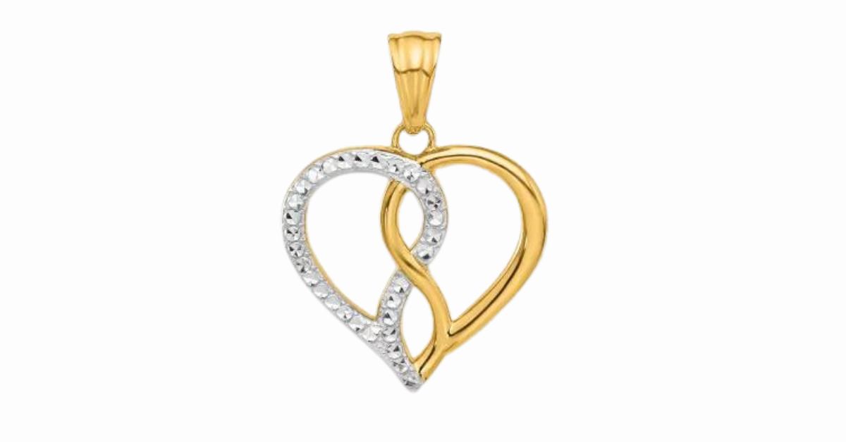 Diamond White Yellow Gold Infinity Heart Necklace: gift idea