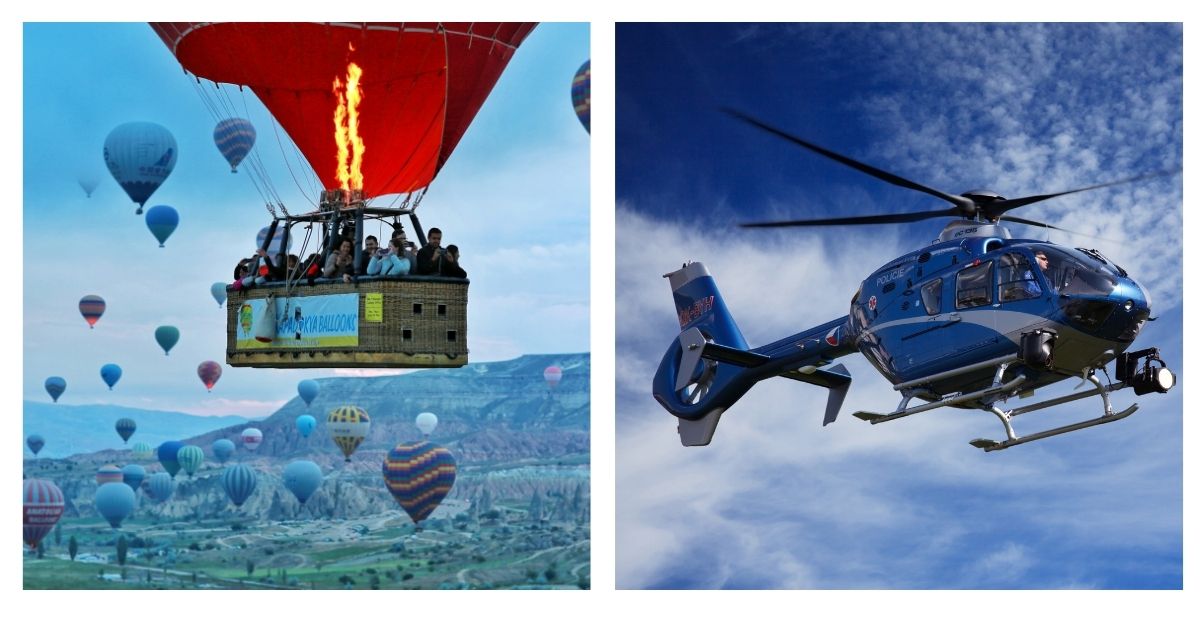 Hot air balloon ride or helicopter ride
